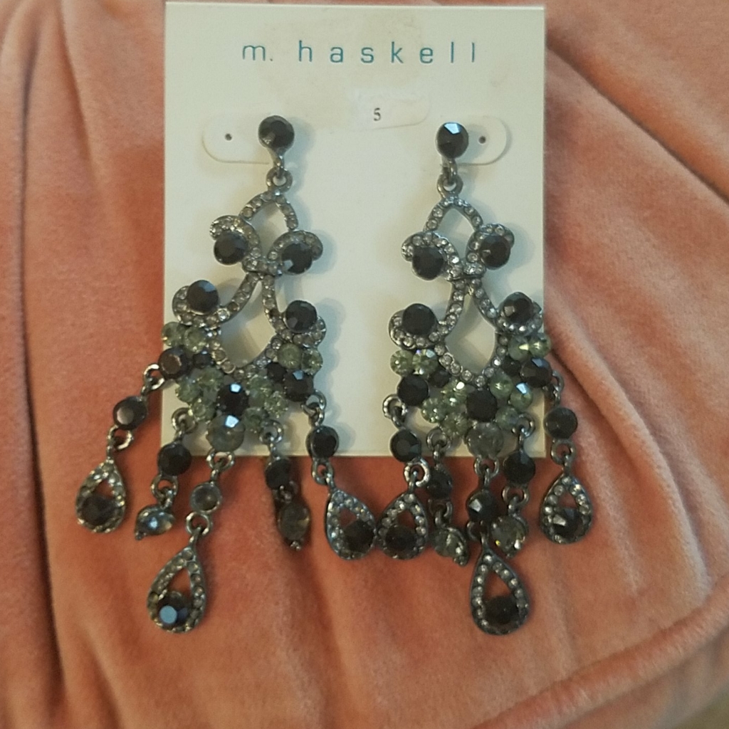 M Haskell Earrings Black Silver Tone 12$